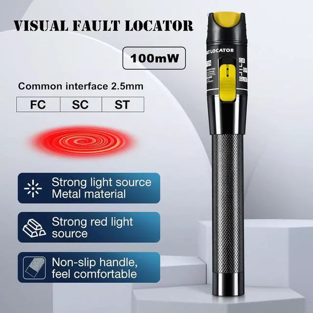 Alt view image 2 of 7 - Visual Fault Locator,100-120KM 100mW Fiber Optic Cable Tester Meter VFL Red Light Pen Light Source Testers(100-120KM)