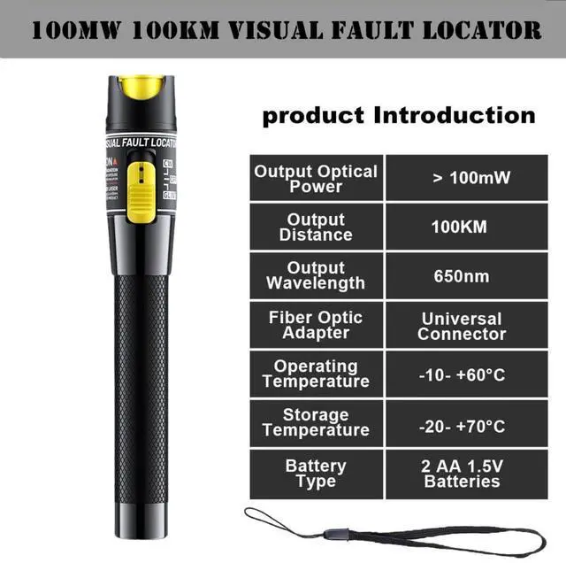 Alt view image 7 of 7 - Visual Fault Locator,100-120KM 100mW Fiber Optic Cable Tester Meter VFL Red Light Pen Light Source Testers(100-120KM)