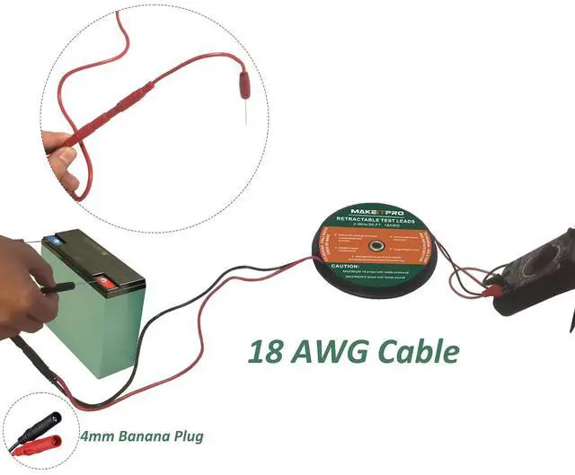 Alt view image 6 of 7 - 2 Wires 30FT 18AWG Retractable Test Leads with Cable Bag and Dual Ended Electrical Alligator Clips Test Probe Lead Wire Cables for Circuit Connection/Electrical Testing and Troubleshooting