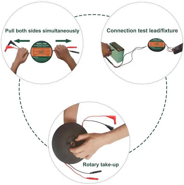 Alt view image 5 of 7 - 2 Wires 30FT 18AWG Retractable Test Leads with Cable Bag and Dual Ended Electrical Alligator Clips Test Probe Lead Wire Cables for Circuit Connection/Electrical Testing and Troubleshooting