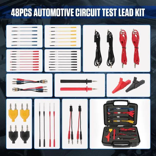 Alt view image 2 of 6 - 48PCS Automotive Circuit Test Leads Kit Electrical Breakout Leads Automotive Kit Multi Function Auto Diagnostic Tools Multimeter Test Leads Kit