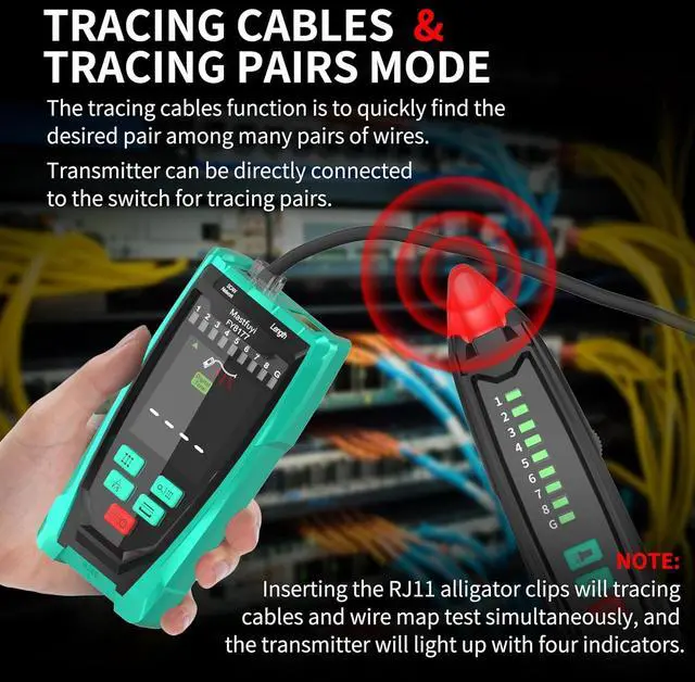 Alt view image 4 of 7 - Network Cable Tester, Shielded Line Finder, Rechargeable Cable Tracer with Probe Tone, Multi-Function Wire Tracer, Ethernet LAN Network Cat5/6/7 Cable Maintenance Organizer, Telephone Line