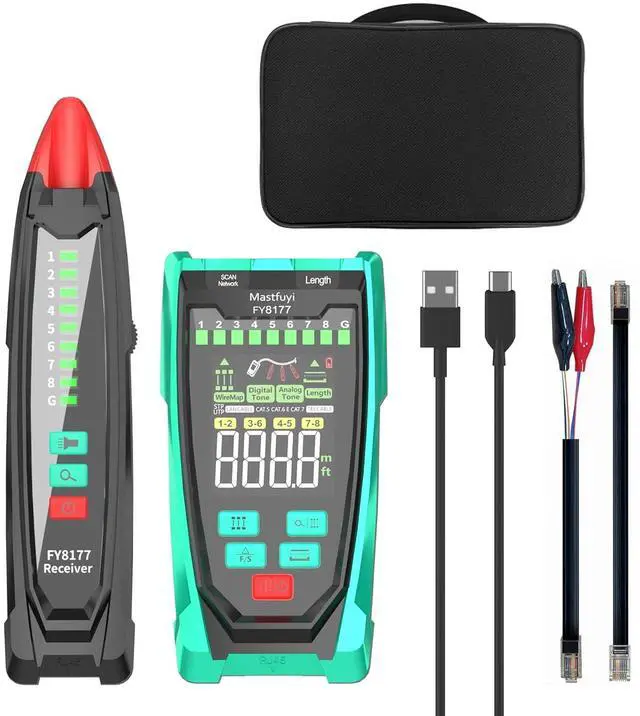 Main image of Network Cable Tester, Shielded Line Finder, Rechargeable Cable Tracer with Probe Tone, Multi-Function Wire Tracer, Ethernet LAN Network Cat5/6/7 Cable Maintenance Organizer, Telephone Line