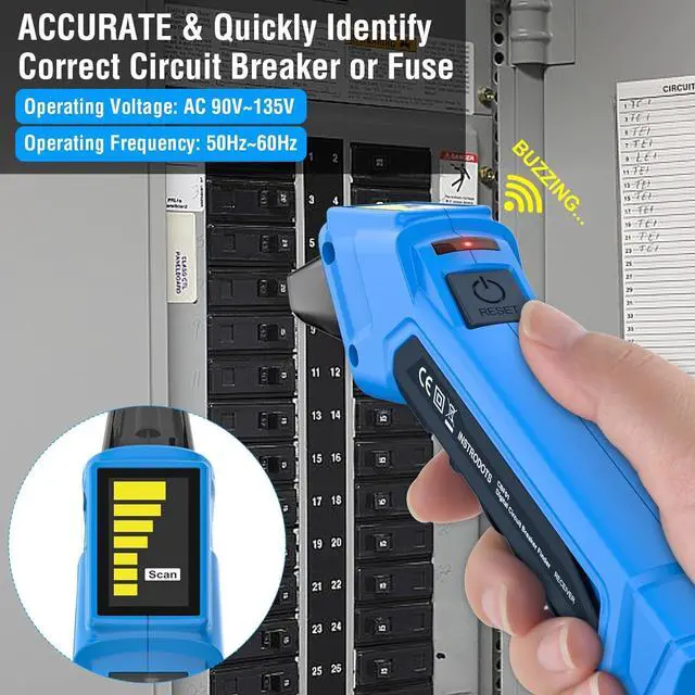 Alt view image 2 of 7 - Circuit Breaker Finder, Digital Breaker Finder with GFCI Outlet Tester, AC 90-135V Electrical Circuit Tracer with Buzzer Alarm & Color LCD Display, Includes Batteries & Carrying Case