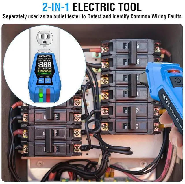 Alt view image 7 of 7 - Circuit Breaker Finder, Digital Breaker Finder with GFCI Outlet Tester, AC 90-135V Electrical Circuit Tracer with Buzzer Alarm & Color LCD Display, Includes Batteries & Carrying Case