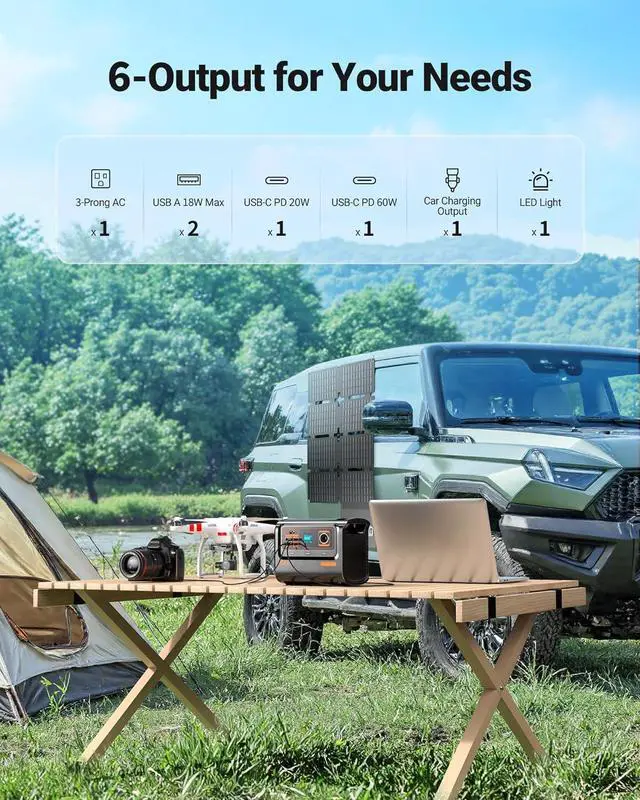 Alt view image 4 of 6 - Booster 300W Portable Power Station with 40W Solar Panel, 300W AC/60W USB-C Fast Charging, Solar Generator for Outdoor Adventures, 238Wh LiFePO4 Battery Bank for Camping, Home Backup & Emergencies