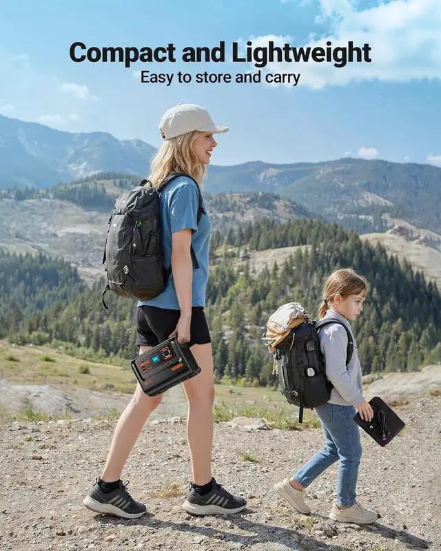 Alt view image 6 of 6 - Booster 300W Portable Power Station with 40W Solar Panel, 300W AC/60W USB-C Fast Charging, Solar Generator for Outdoor Adventures, 238Wh LiFePO4 Battery Bank for Camping, Home Backup & Emergencies