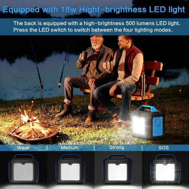 Alt view image 5 of 7 - Portable Power Station, 300W 296Wh Solar Generator Quick Charge / 110V AC Outlets/DC Ports and LED Flashlight, Lithium Battery Backup for Home Outdoor Travel Camping Blackout blue