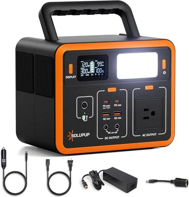 Main image of Portable Power Station 90,000mAh, 288Wh LiFePO4 Battery Bank, 300W (Peak 600W) Solar Generator, with 110V AC Outlet for Camping & Emergency Backup