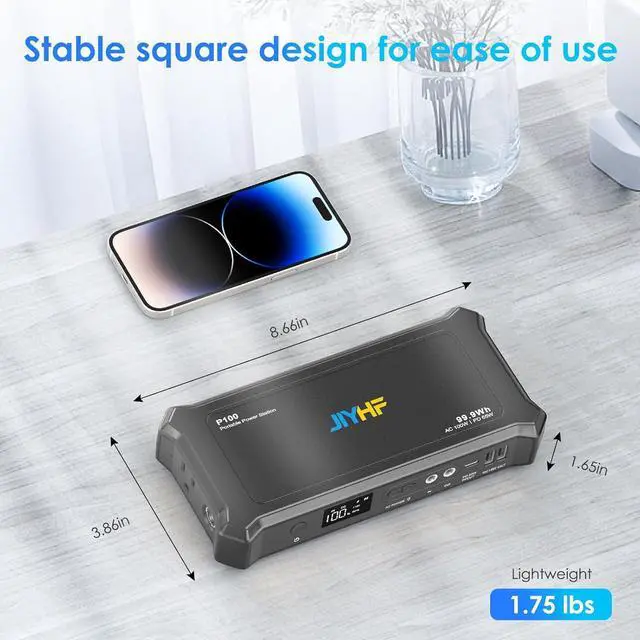 Alt view image 2 of 7 - Portable Power Bank with AC Outlet - 99.9Wh Laptop Charger & Backup Power, 100W AC + 65W USB-C PD Fast Charging for Travel, Home & Outdoor, Emergency Use(FAA Compliant)