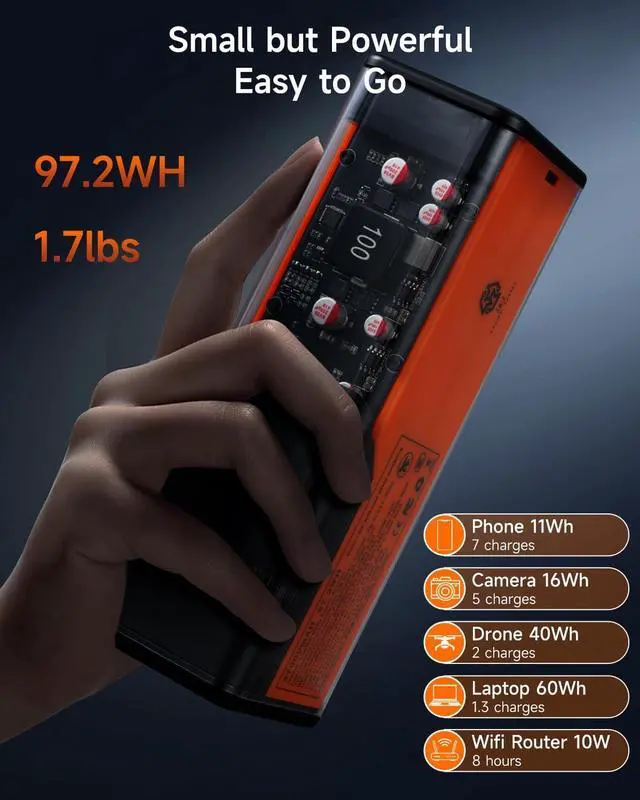 Alt view image 4 of 7 - Laptop Power Bank with AC Outlet 110V/100W, 140W Super Fast Charging USB-C, 27000mAh Portable Laptop Charger, Power Bank for Camping Home use, Battery Backup for WiFi Router CPAP