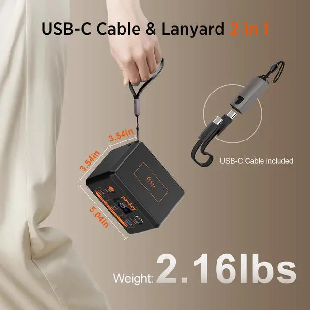 Alt view image 5 of 7 - Laptop Power Bank 30000mAh 100W Portable Charger PD 3.0 Fast Charging 96Wh LiFePO4 Power Station with USB-C Cable,Battery Backup for Laptop Phone Travel Camping Office Emergency Home