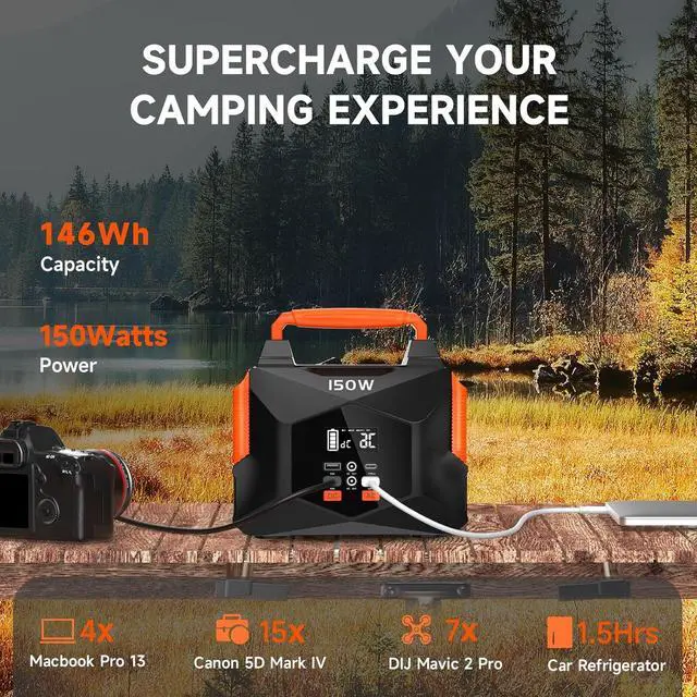 Alt view image 3 of 7 - Portable Power Station for Camping, 150w 146wh Portable Generator for Home Use Indoor Outdoor Quiet Generator with AC Outlet Large Power Bank for Laptop Travel Emergency CPAP Survival Backup Apartment
