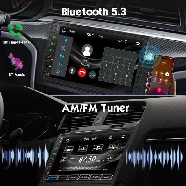 Alt view image 6 of 7 - [Upgraded DSP] 7'' Double Din Car Stereo with Wireless Apple Carplay Android Auto, 240W Powerful Sound, FM/AM Radio, 7 Inch LCD Ultra HD Touchscreen, Bluetooth Handsfree, Waterproof Backup Camera, SWC
