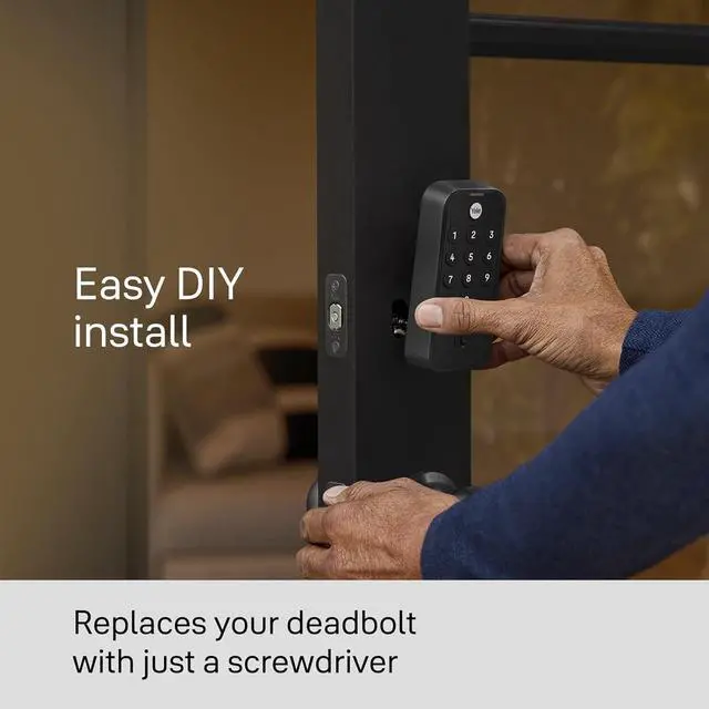 Alt view image 4 of 6 - Black Code Keypad Deadbolt Front Door Lock for Keyless Entry, YED210-NR-BSP