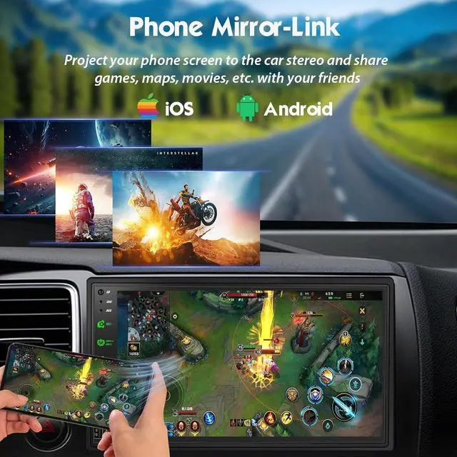 Alt view image 3 of 7 - [Upgraded DSP] 7'' Double Din Car Stereo with Wireless Apple Carplay Android Auto, 240W Powerful Sound, FM/AM Radio, 7 Inch LCD Ultra HD Touchscreen, Bluetooth Handsfree, Waterproof Backup Camera, SWC