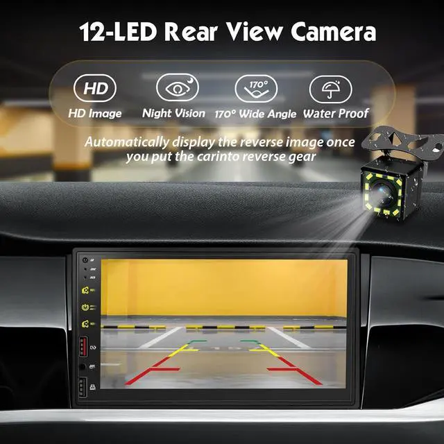 Alt view image 5 of 7 - [Upgraded DSP] 7'' Double Din Car Stereo with Wireless Apple Carplay Android Auto, 240W Powerful Sound, FM/AM Radio, 7 Inch LCD Ultra HD Touchscreen, Bluetooth Handsfree, Waterproof Backup Camera, SWC