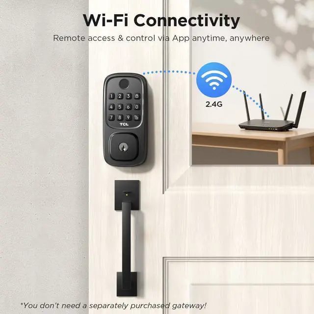 Alt view image 3 of 7 - Smart Lock D1, Fingerprint Keyless Entry Front Smart Door Lock, Wi-Fi Keypad Deadbolt, Works with Alexa, Easy Installation, Remote Control, Auto-Lock(Black)