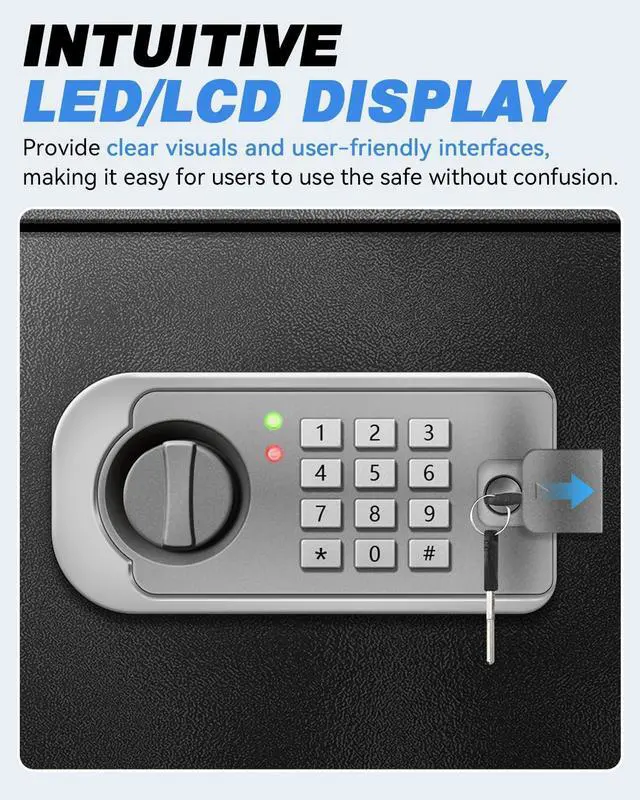 Alt view image 4 of 6 - Large Safe Box for Home - 3.0 CuFt Heavy-Duty Cabinet with Motion Light & Dual Alarm, Digital Keypad & Override Key, Removable Shelf - Spacious Black Safe for Documents, Laptops, and More