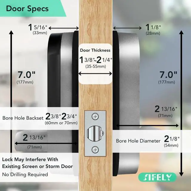 Alt view image 6 of 7 - Built-in WiFi Smart Lock with Handle & Keypad:  Keyless Entry Front Door Electronic/Electric Digital Fingerprint Deadbolt Knob, Remote Access, Auto Lock, App Control (No Gateway/Hub Needed)