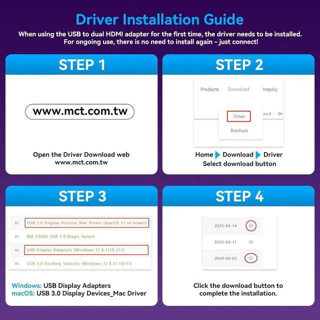 Alt view image 3 of 7 - USB 3.0 or USB C to Dual HDMI Splitter HDMI Splitter Extended Display for Dual Monitor Multi Monitor Display 3 Separate Screens 4K30Hz Output 1, 1080p Output 2 for Windows, Mac OS