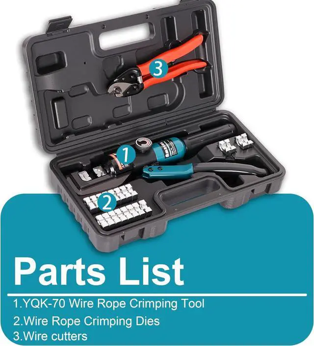 Alt view image 4 of 6 - Wire Rope Crimping Tool for Aluminum Crimping Loop Sleeve, Two Barrel Ferrule, Oval Sleeves, 3/64 in to 3/16 in, Stainless steel wire rope Swaging Tool Kit with Wire Rope Cutter