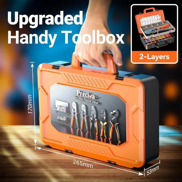 Alt view image 2 of 7 - Ferrule Crimping Tool Kit, Self-Adjustable Ratchet Crimper for AWG 28-5 Ferrules - Includes 1275PCS Hexagonal Double & Single Wire Connectors