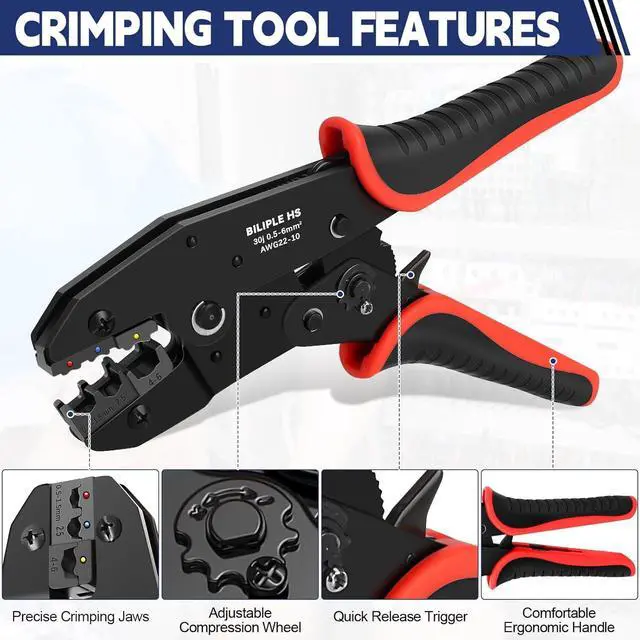 Alt view image 3 of 7 - Crimping Tool for Heat Shrink Connectors Set with 360pcs Waterproof Marine Grade Heat Shrink Wire Connectors AWG 22-10, Wire Stripper and Ratchet Terminal Crimper, Ideal for Home Electrical Repairs