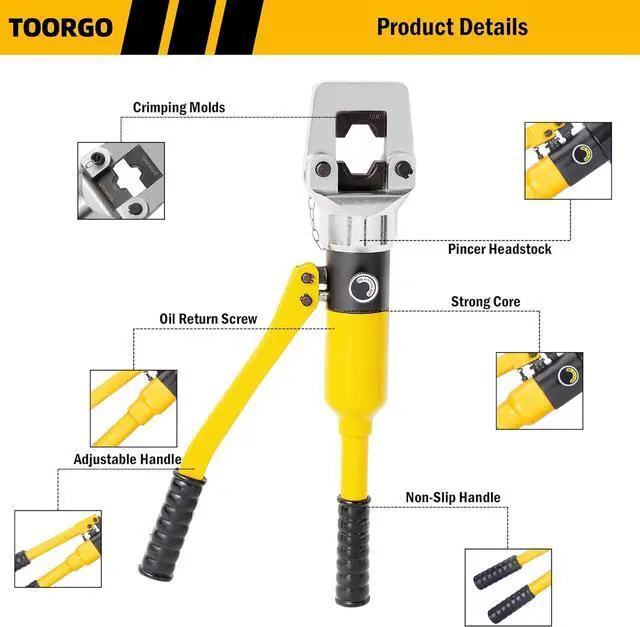 Alt view image 3 of 6 - Cable Lug Crimping Tool, 6 AWG to 800 MCM Hydraulic Plier, 16 Ton Hand Crimping Tool for Wires, Terminal, Lug, Crimping Tool Kit with 12 Dies