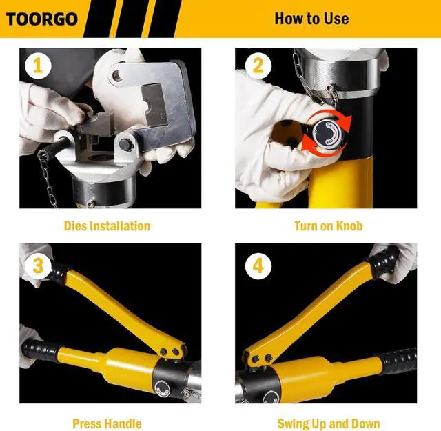 Alt view image 4 of 6 - Cable Lug Crimping Tool, 6 AWG to 800 MCM Hydraulic Plier, 16 Ton Hand Crimping Tool for Wires, Terminal, Lug, Crimping Tool Kit with 12 Dies