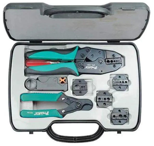 Main image of 500-001 Coax Crimping Kit, Crimp Frame, 5 Dies, Rotary Stripper, Multi, One Size