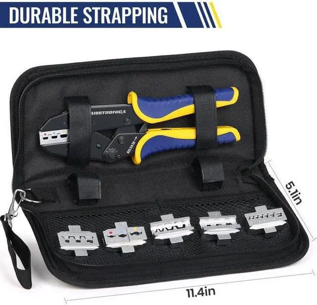 Alt view image 6 of 7 - 6 in 1 Crimping Tool Kit, Professional Ratchet Wire Crimper with 6 PCS Interchangeable Dies for Heat Shrink, Non-Insulated,Ferrule,Open Barrel,Insulated Connectors, Men Tool Gifts
