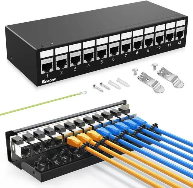 Main image of 12Port Patch Panel CAT6A Keystone Patch Panel Shielded Network Patch Patch with Smart Cable Management for Home/Office Network (1U 12Port, CAT6A)