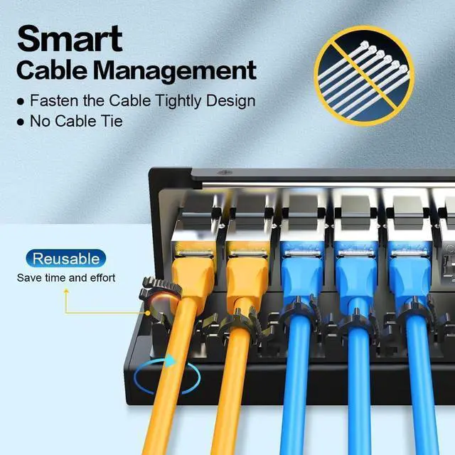 Alt view image 2 of 7 - 12Port Patch Panel CAT6A Keystone Patch Panel Shielded Network Patch Patch with Smart Cable Management for Home/Office Network (1U 12Port, CAT6A)