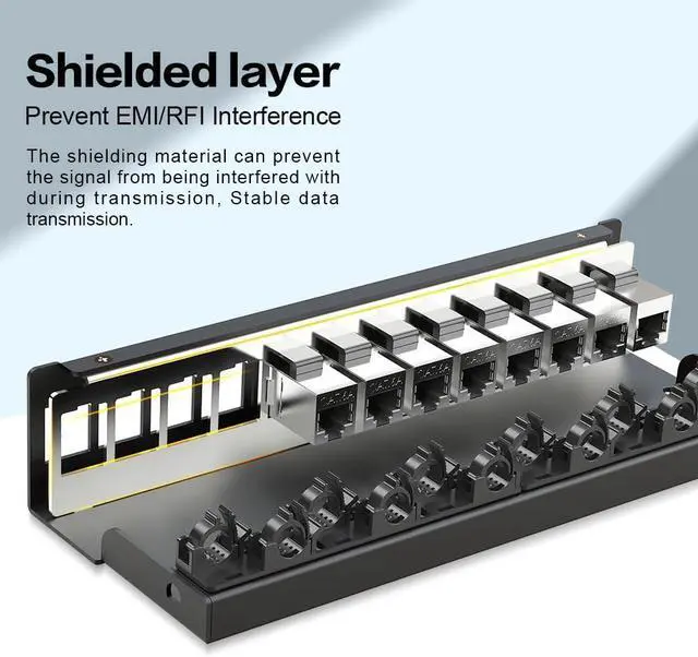 Alt view image 5 of 7 - 12Port Patch Panel CAT6A Keystone Patch Panel Shielded Network Patch Patch with Smart Cable Management for Home/Office Network (1U 12Port, CAT6A)