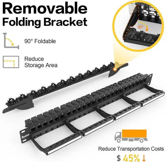 Alt view image 3 of 7 - Patch Panel 24 Port with cat6 UTP Keystone JackEC Listed Front Cable Rack Smart Cable Management for 19 inch Rack Mount (CAT6 Keystone Jack Unshielded)