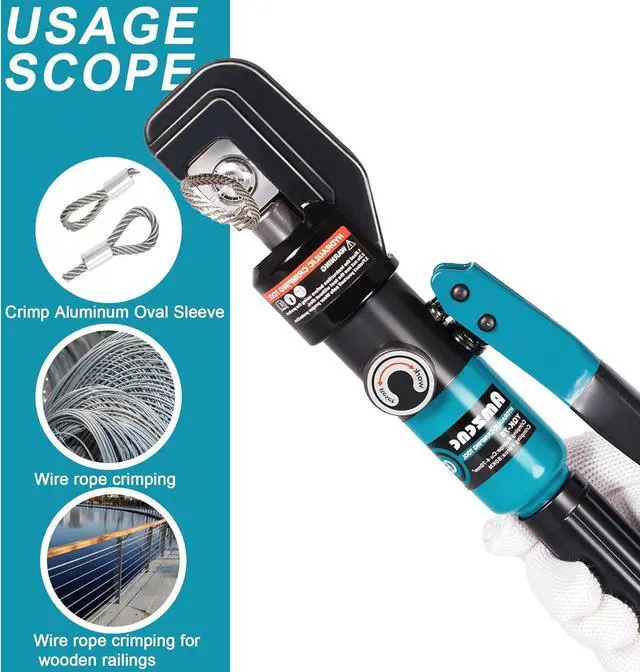 Alt view image 5 of 6 - Wire Rope Crimping Tool for Aluminum Crimping Loop Sleeve, Two Barrel Ferrule, Oval Sleeves, 3/64 in to 3/16 in, Stainless steel wire rope Swaging Tool Kit with Wire Rope Cutter