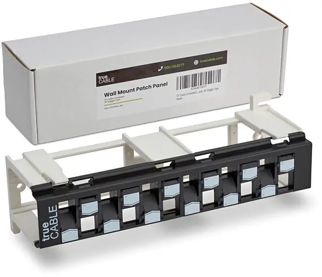 Main image of Cat6A Unshielded 12-Port Blank Toolless Modular Keystone Patch Panel, 3-D Staggered Design, Wall Mount with 89D Bracket & Mounting Hardware, High Density, Cat5e & Cat6 Compatible, Black