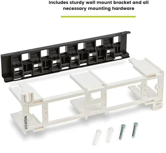 Alt view image 5 of 7 - Cat6A Unshielded 12-Port Blank Toolless Modular Keystone Patch Panel, 3-D Staggered Design, Wall Mount with 89D Bracket & Mounting Hardware, High Density, Cat5e & Cat6 Compatible, Black