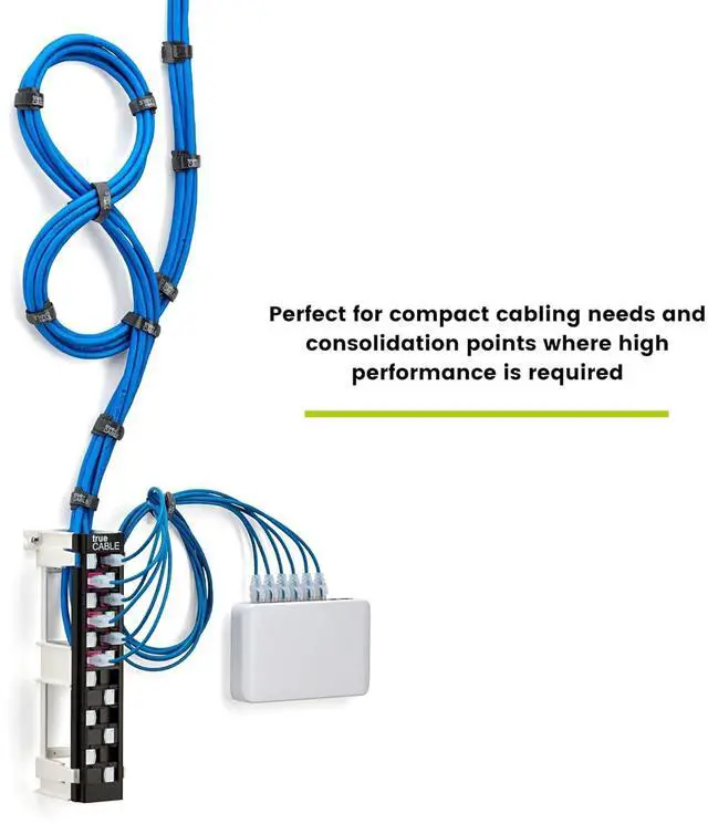 Alt view image 6 of 7 - Cat6A Unshielded 12-Port Blank Toolless Modular Keystone Patch Panel, 3-D Staggered Design, Wall Mount with 89D Bracket & Mounting Hardware, High Density, Cat5e & Cat6 Compatible, Black