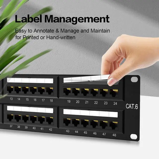 Alt view image 6 of 7 - Patch Panel 48 Port Cat6EC Listed 2U Network Patch Panel Rackmount Punch Down19 inch RJ45 for 10 Gigabit Network,110 or Krone Impact Tools Compatible Without Cable Management(Cat6)