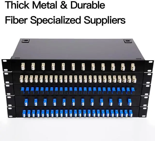 Alt view image 7 of 7 - High-Performance 24 Duplex 48 Port LC-OS1 Rack Mount Fiber Enclosure Box Kit for SingleMode LC-UPC, 19" Cabinet - Includes 2 Splice Trays, 48 Strand Pigtail, 1M Cables, Spool, 24 Core LGX Patch Panel