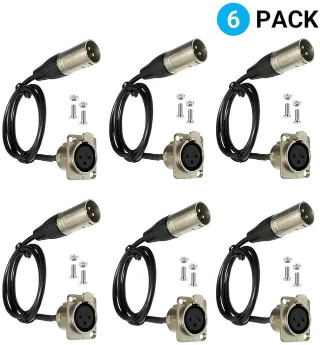 Alt view image 2 of 7 - Premium XLR Pass Through Cable, No Solder, for Stage Box, Patch Panel, Floor Box - No Solder for Pro Audio Installations (Female to Male 6-Pack)