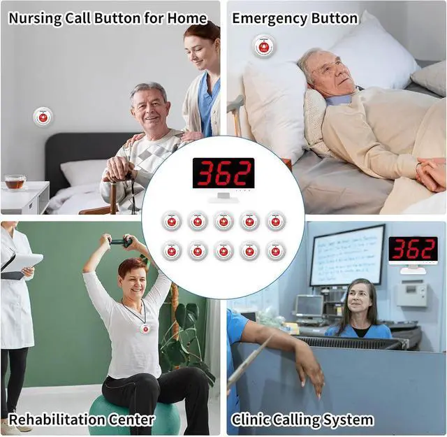 Alt view image 2 of 7 - Emergency Call Buttons with 15 Alert Call Buttons - Wireless Caregiver Pager Calling System,1000ft,Elderly Call Buttons with 1 Display Receiver for Medical Clinic Nurses Station Home Assisted Living
