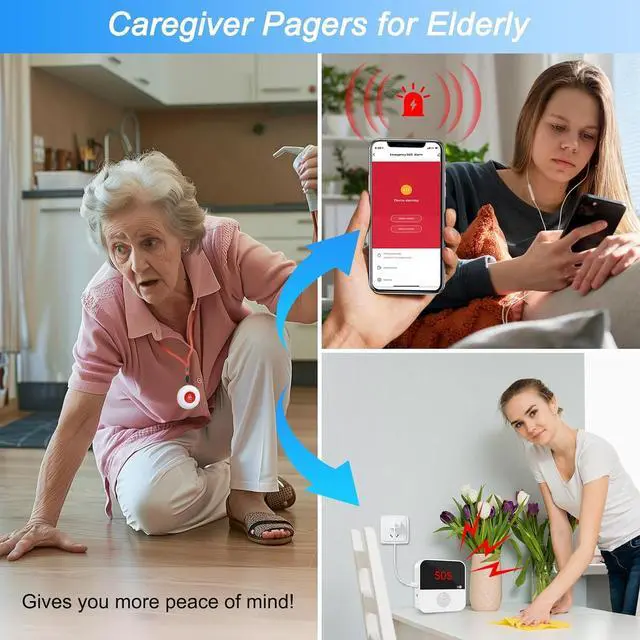 Alt view image 3 of 7 - WiFi Rechargable Smart Wireless Caregiver Call Button Nurse Calling Life Emergency Alert System for Seniors Elderly Patient Disabled Kids 3 SOS Panic Buttons 1 Receiver (only Supports 2.4GHz Wi-Fi)