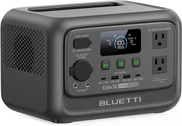 Main image of Solar Generator Elite 30 V2, 288Wh LiFePO4 Battery Backup 600W, AC Outlets (Power Lifting 1500W), 0-100% in 70 Min, for Camping, Road Trip, Outage (Solar Panel Optional)