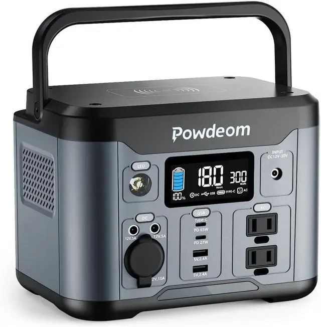 Main image of 300W Portable Power Station,  296Wh Power Bank with AC Outlet, Solar Generator Laptop Charger, Battery Backup Power Supply for Camping, Outdoors, Home Emergency Outage