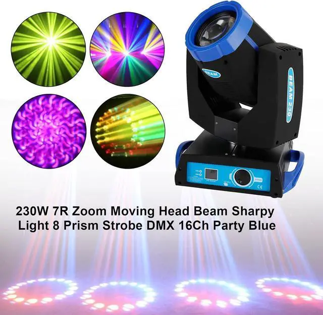 Alt view image 2 of 7 - 7R 230W Beam Sharpy Moving Head Light 17 Gobos RGBW Beam Lights, 360° DJ Lights Beam Sharpy Light 8 Prism, Strobe, 16CH DMX512 Concerts, Clubs, DJ Shows, Weddings, Stage Performances