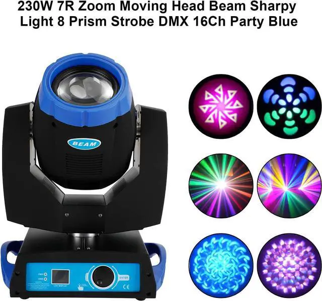 Alt view image 4 of 7 - 7R 230W Beam Sharpy Moving Head Light 17 Gobos RGBW Beam Lights, 360° DJ Lights Beam Sharpy Light 8 Prism, Strobe, 16CH DMX512 Concerts, Clubs, DJ Shows, Weddings, Stage Performances