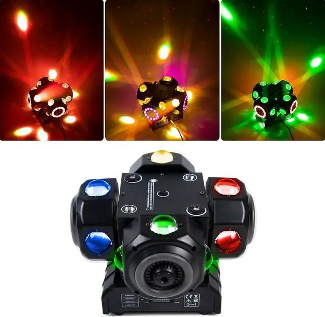 Main image of 4Head Moving Disco Lights W/ 16Light Strips RGBW LED Rotating Beam Stage Spotlight Event Lighting W/DMX & Sound Control, for DJ KTV Disco Party Wedding Concert Halloween Christmas Festivals